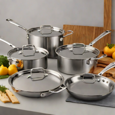All-Clad Nonstick Stainless Steel Cookware Set (10-Piece)