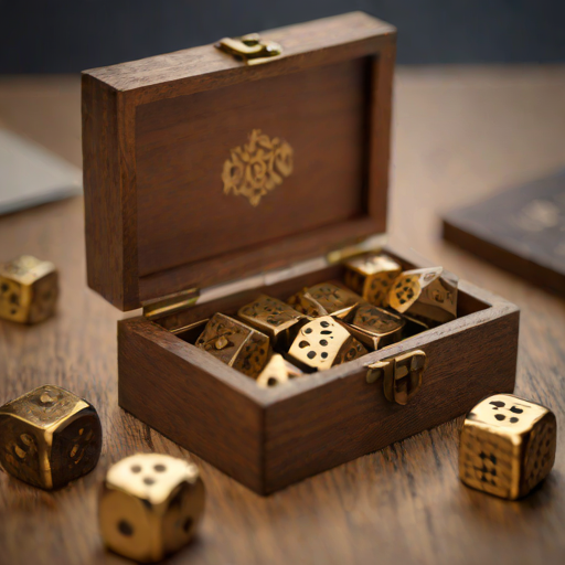 Brass Dice Set with Wood Storage