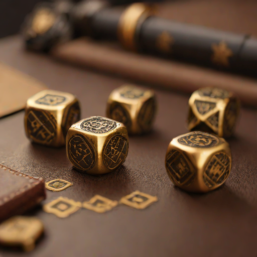 Brass Dice Set with Leather Roll