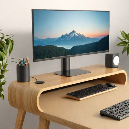Bamboo Monitor Stand with Drawer