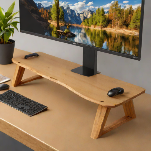 Bamboo Monitor Stand with Cable Grommets