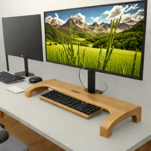 Bamboo Monitor Stand with Cable Grommets