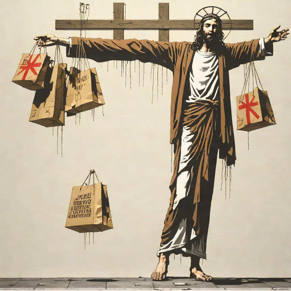 Banksy - Christ with Shopping Bags (2004)