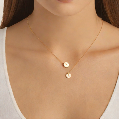 BaubleBar Initial Disc Necklace