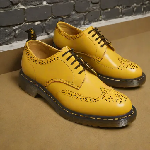 Dr. Martens 3989 Yellow Stitch Smooth Leather Brogue Shoes
