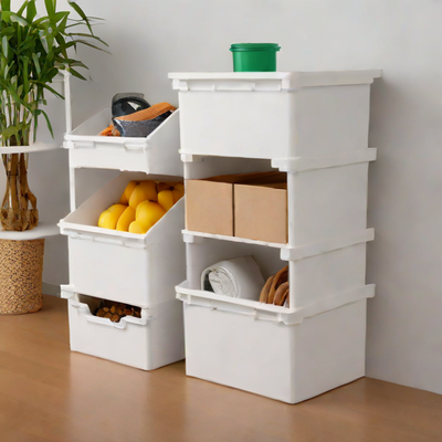 IRIS USA Stack and Pull Storage Bins