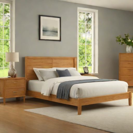 King Koil Solid Oak Platform Bed