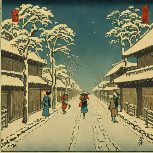 Kambara: Night Snow (Hiroshige, 1833)