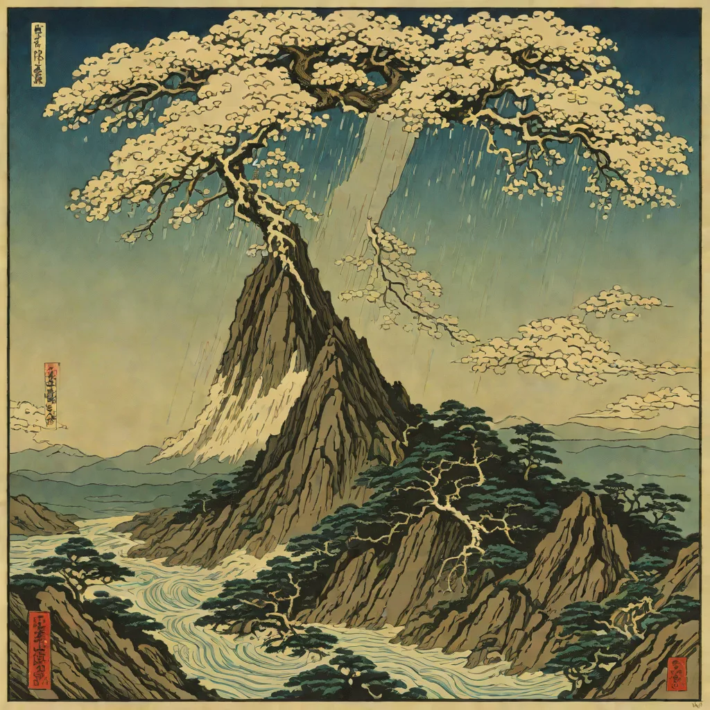 Katsushika Hokusai, Rainstorm Beneath the Summit