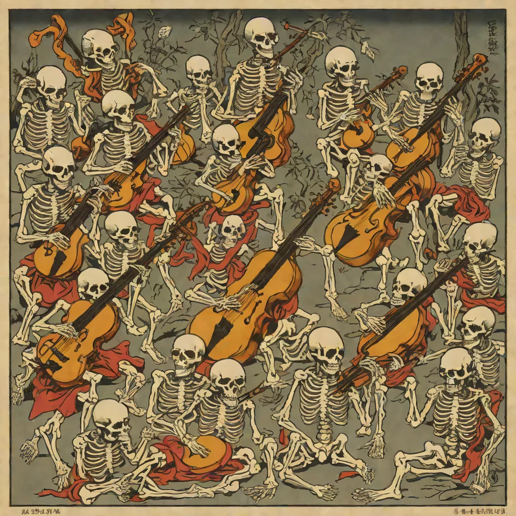 Kawanabe Kyosai, Skeletons Playing Music