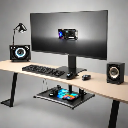 Monitor Stand with Integrated Cable Management Tray