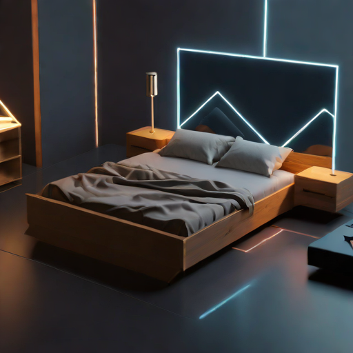 Modern Geometric Oak Bed