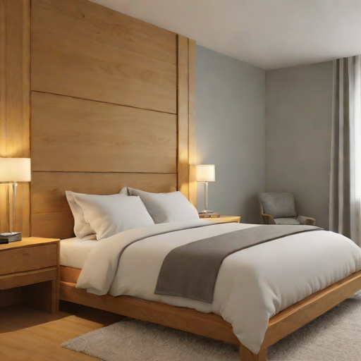 Oak Platform Bed with Integrated Headboard Panel