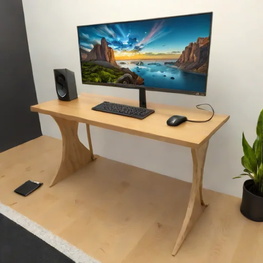 Oak Monitor Stand with Cable Grommet