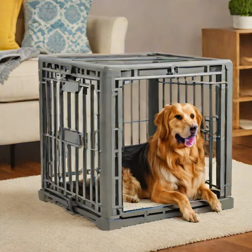 Plastic dog crate by Amazon Basics