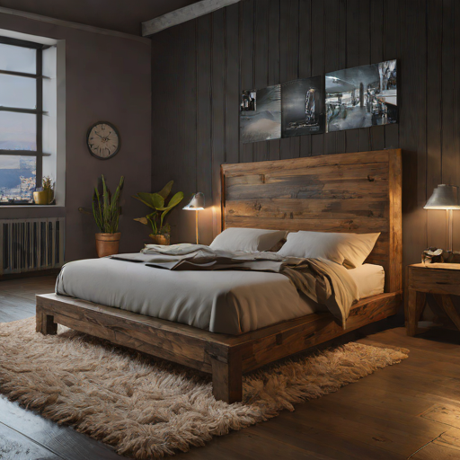 Rustic Oak Platform Bed