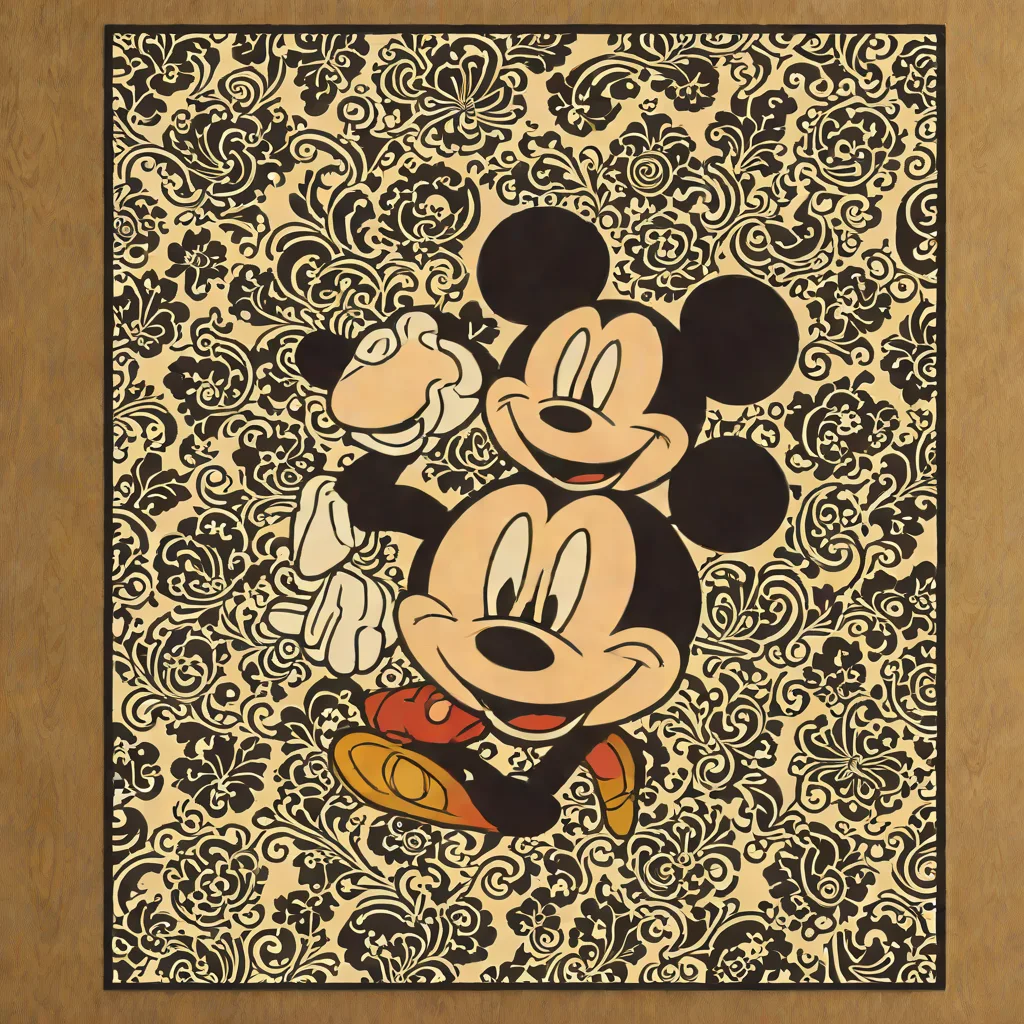 Ruggable Disney Mickey Damask Black & Ivory Rug