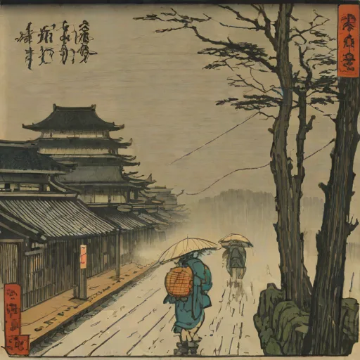 Shono: Driving Rain (Hiroshige, 1833)