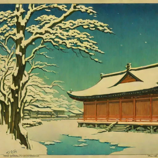 Spring Snow at Zojo-ji Temple (Kawase Hasui, 1922)