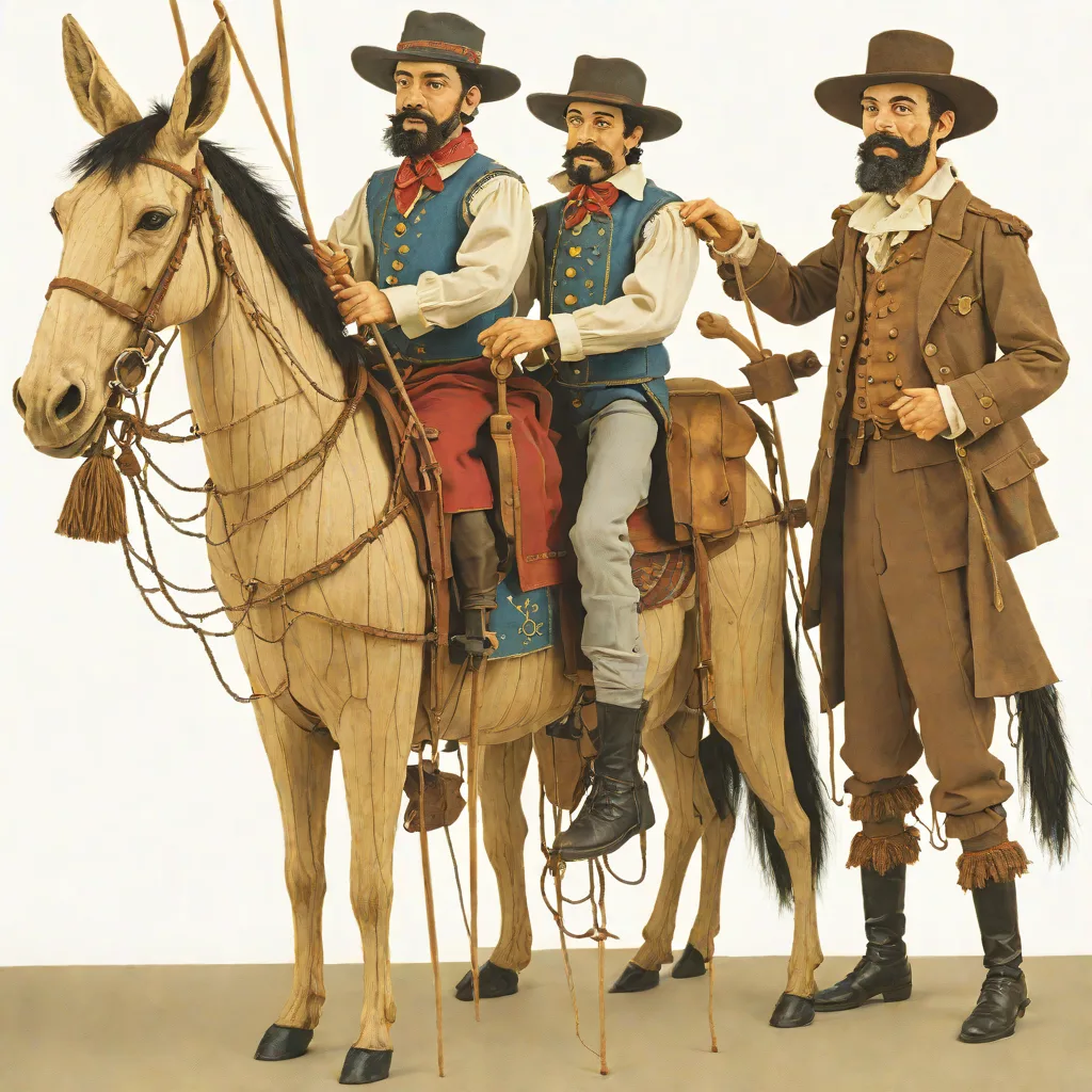 Sancho Panza and his Dapple Donkey Czech Marionette