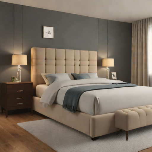 Upholstered Tufted Headboard Bed