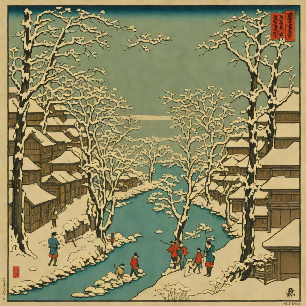 Utagawa Hiroshige, Kambara: Evening Snow