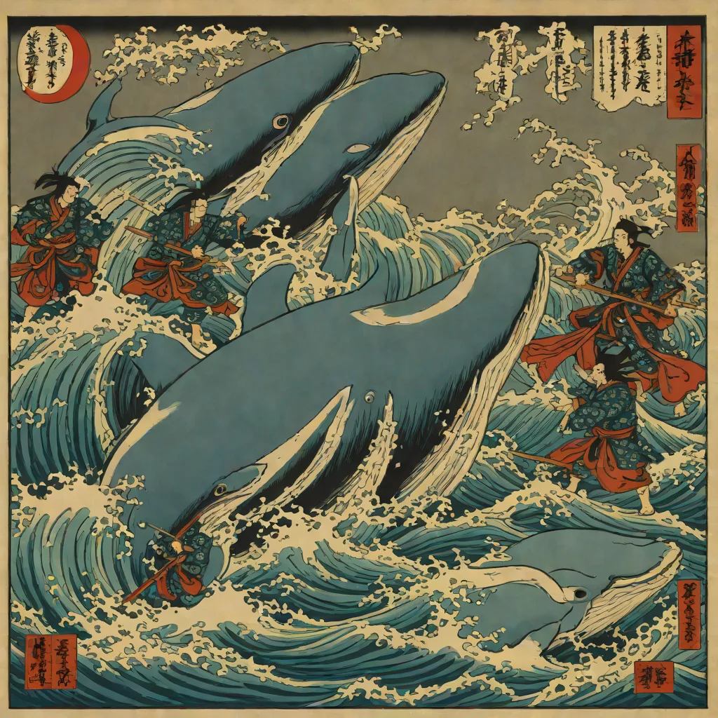 Utagawa Kuniyoshi, Miyamoto Musashi Killing a Giant Whale