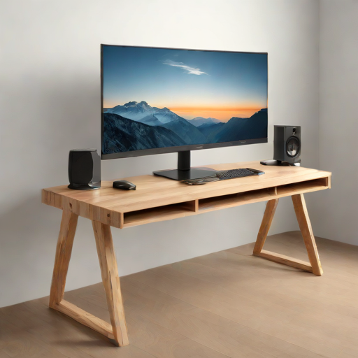Wooden Monitor Stand with Cable Management