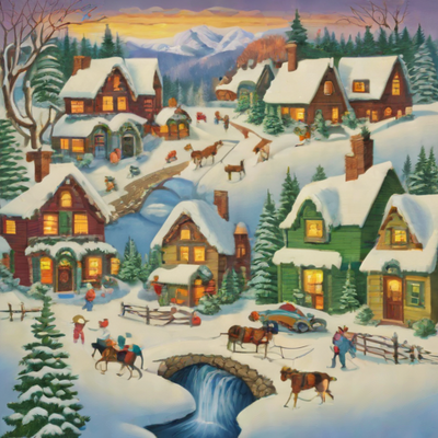 White Mountain Puzzles 300 Piece 'Snowy Village' Puzzle