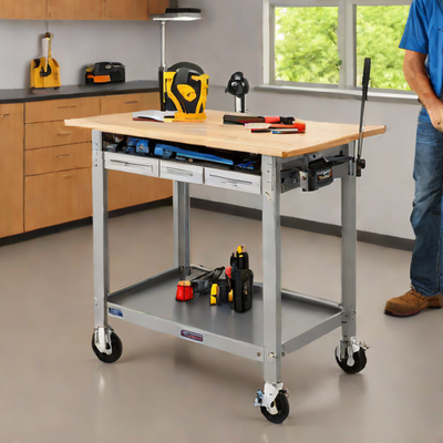 WorkPro Mobile Workbench with Vises