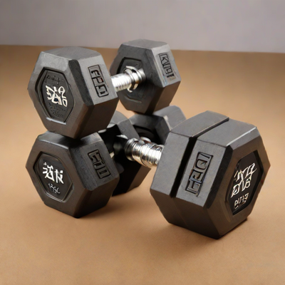 York Fitness 100-Pound Rubber Coated Hex Dumbbell Set