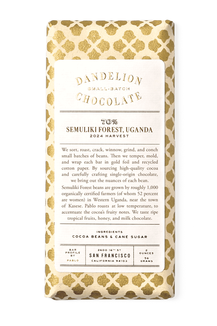 Dandelion Chocolate Semuliki Forest, Uganda 70% Single-Origin Chocolate Bar