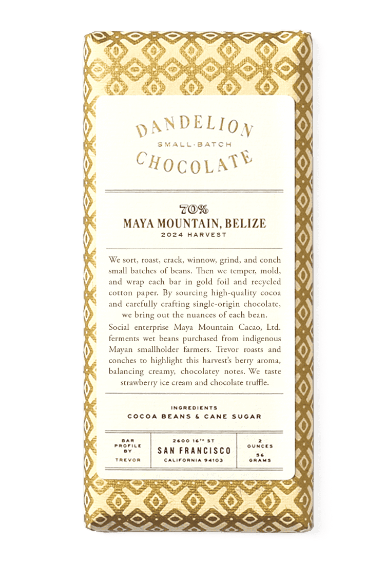 Dandelion Chocolate Maya Mountain, Belize 70% Single-Origin Chocolate Bar