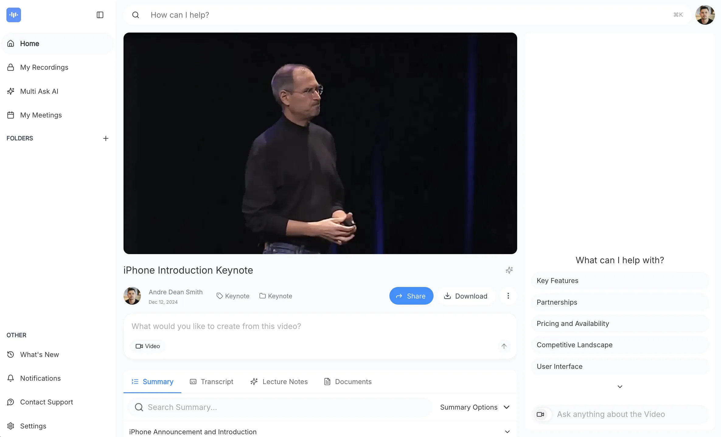 ScreenApp Video Summarizer