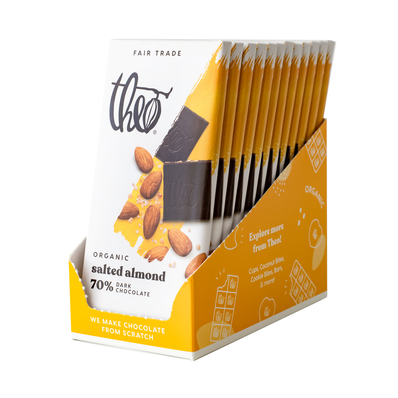 Theo Salted Almond 70% Dark Chocolate Bar