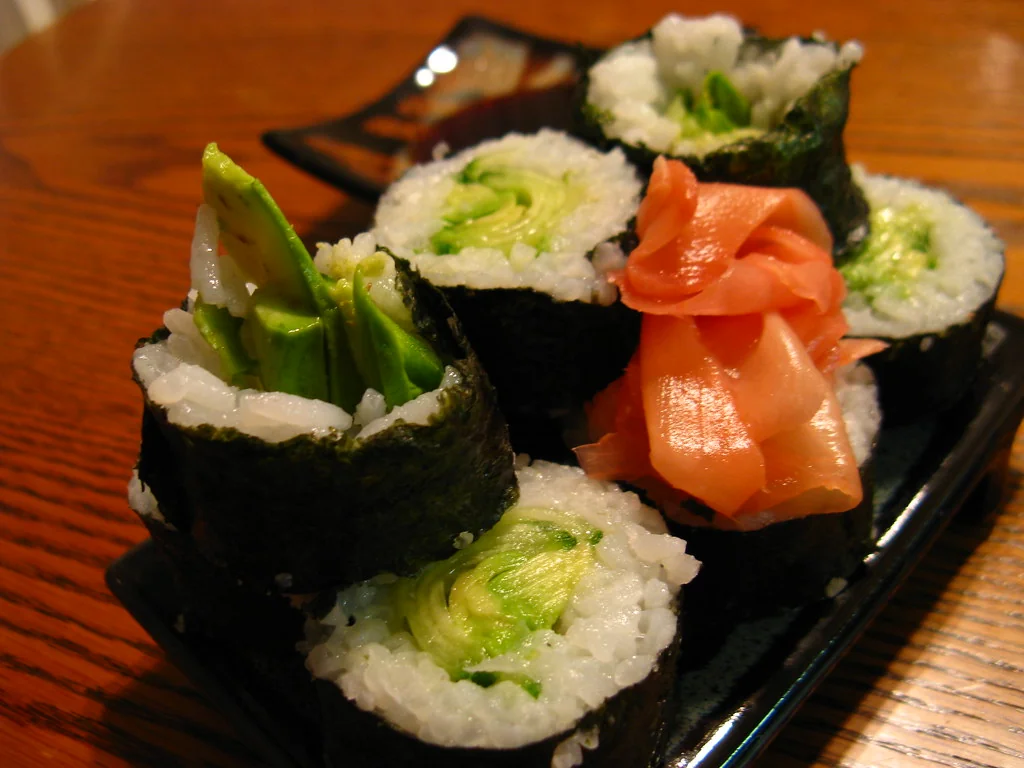 Vegan Sushi Rolls with Avocado and Cucumber