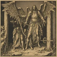 Albrecht Dürer, The Angel with the Key to the Bottomless Pit
