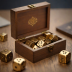 Brass Dice Set with Wood Storage