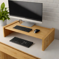 Bamboo Monitor Stand with Drawer