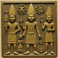 Benin Plaque: Oba with Attendants