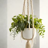 Ceramic Hanging Planter with Macrame