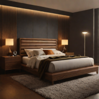 Dark Walnut Oak Platform Bed