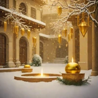 Golden Courtyard: New Year Wishes in Winter