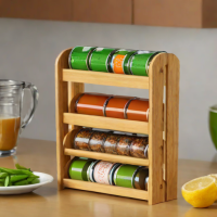 Home-Organizing 3-Tier Bamboo Spice Rack