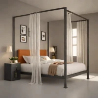 Industrial Metal Canopy Bed