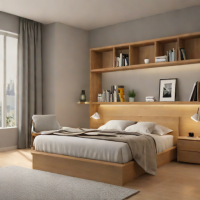 King Koil Platform Bed with Integrated Shelving