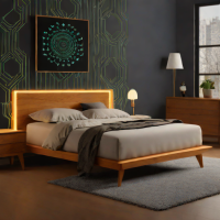 Mid-Century Oak Platform Bed