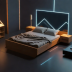 Modern Geometric Oak Bed