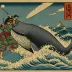 Miyamoto Musashi Fighting a Giant Whale (Kuniyoshi, c.1840)