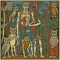 Pablo Picasso – Bacchanal with Owl and Young Harlequin